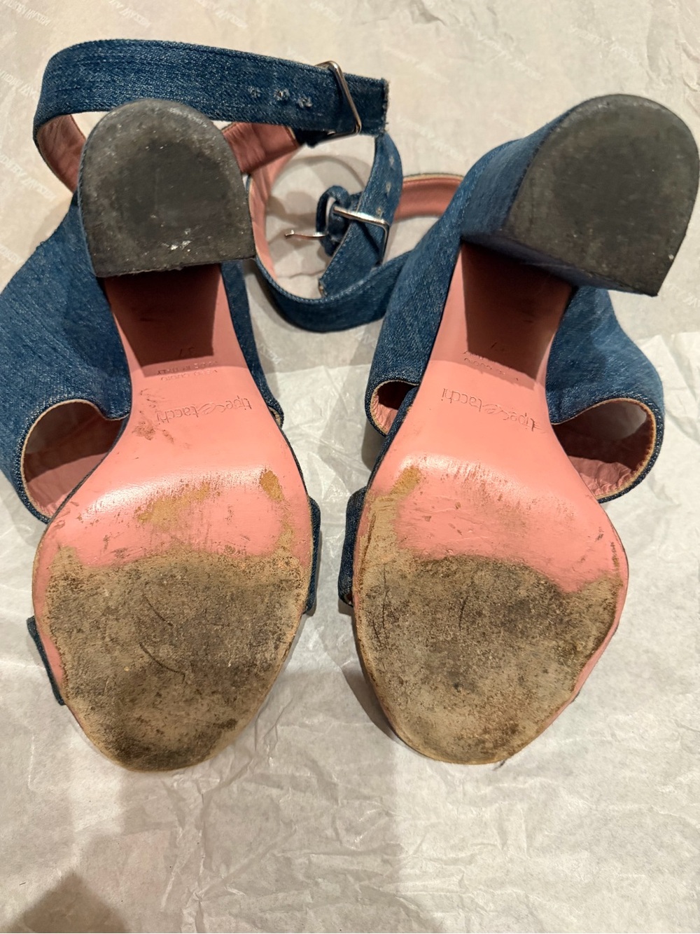 Blue Denim Women's Ankle-Strap Sandals